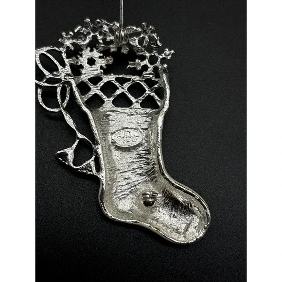 Christopher Radko shiny Brite stocking pin brooch and matching earrings - Picture 5 of 16